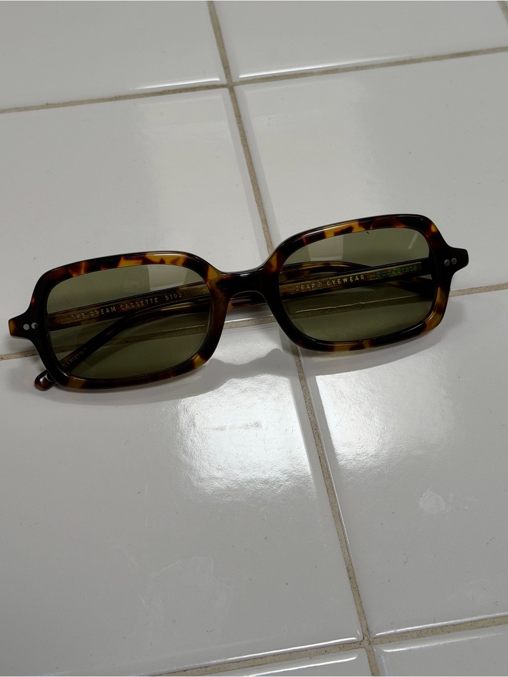 Crap Eyewear Tortoiseshell Frame Sunglasses with Green Lenses